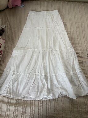 Edikted White Tiered Maxi Skirt